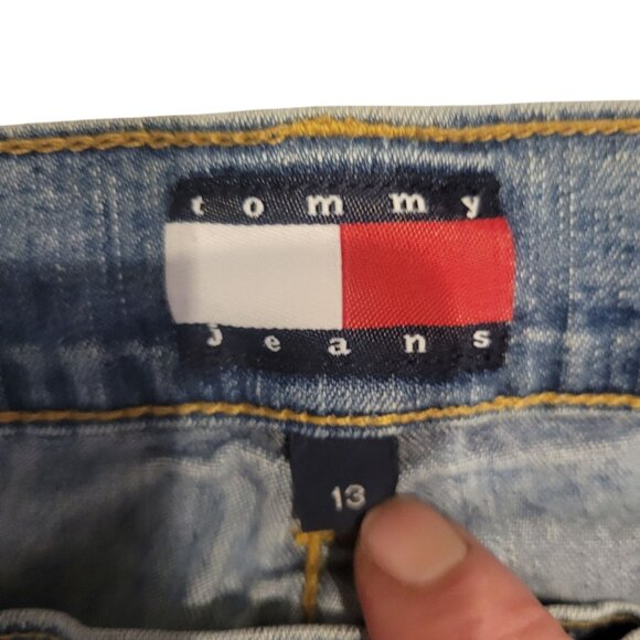 Tommy Jeans Womens Light-Wash Straight-Leg Denim Pants Size 13 - Picture 3 of 5